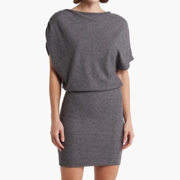 Go Couture Charcoal Grey Short Sleeve Sweater Dress - Picture 1 of 7